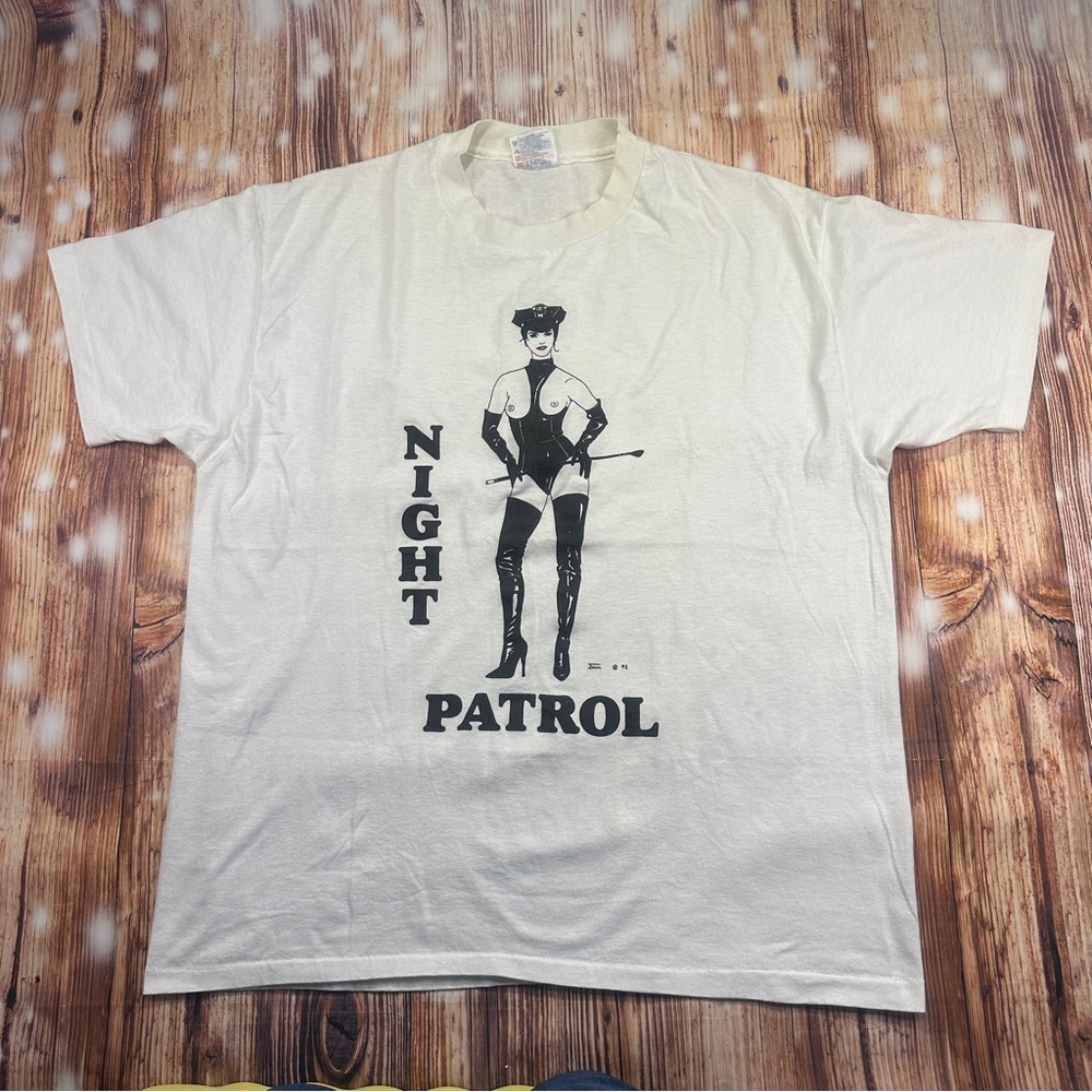 VINTAGE NIGHT PATROL  92’ SINGLE STITCH TSHIRT SIZE LARGE